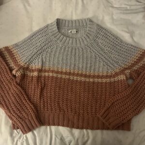 American Eagle Outfitters Gray and Brown Knit Sweater